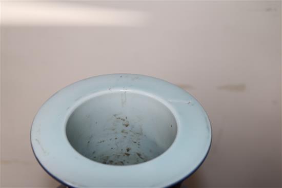 A Chinese monochrome deep blue vase, with Kangxi mark height 41cm